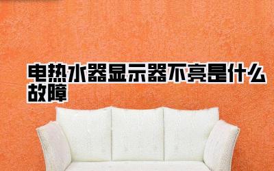 电热水器显示器不亮是什么故障