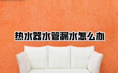 热水器水管漏水怎么办